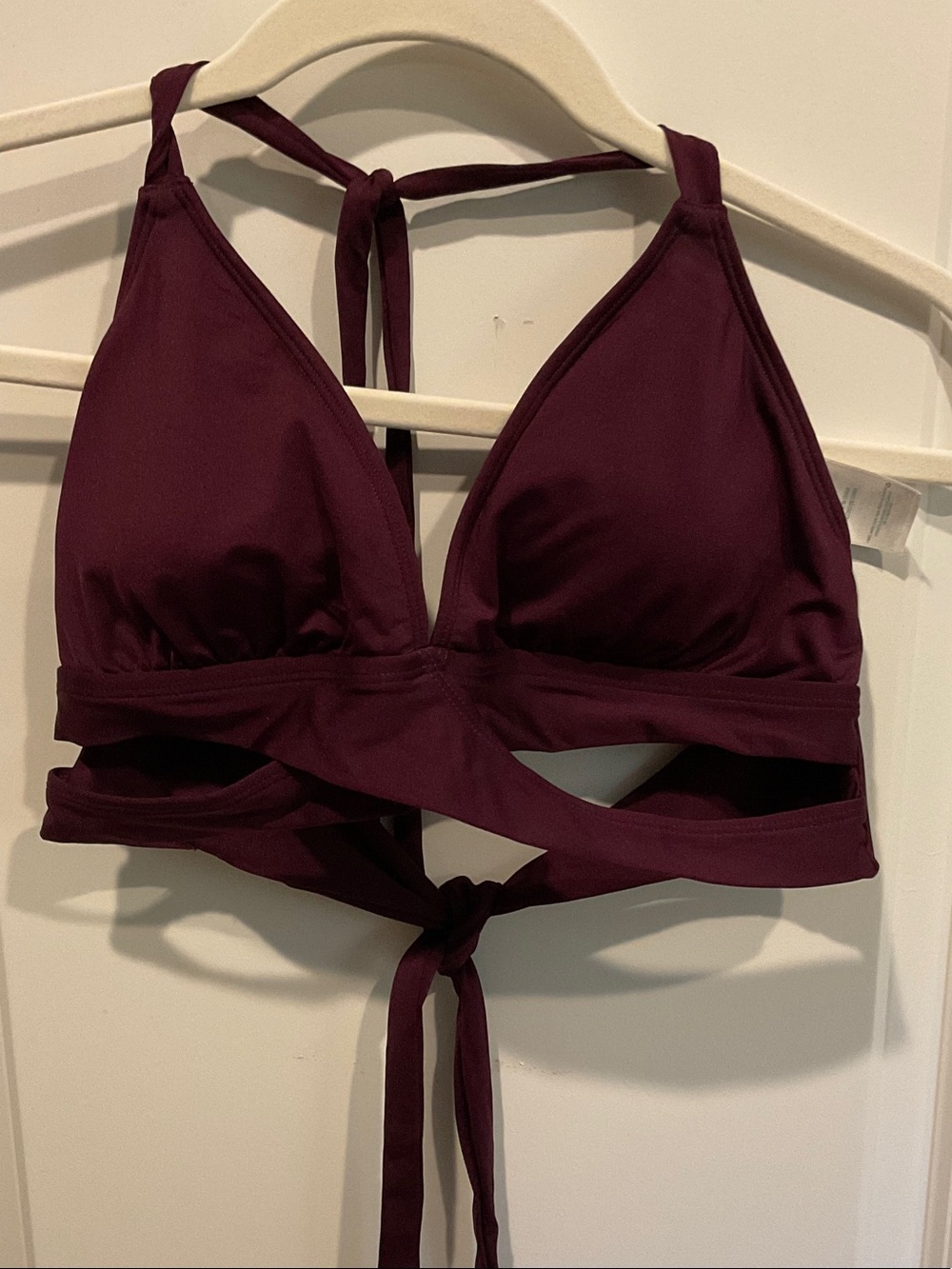 Kona Sol Deep Wine Wrap Halter Bralette